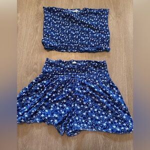 Aerie Navy Floral Smocked Set